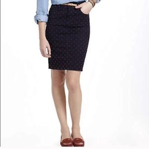 Pilcro‎ & The Letterpress Anthropologie Denim Polka Dot Pencil Skirt Size 28